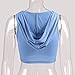 Women Fashion Hooded Sport Vest Sleeveless Tank Tops Solid Slim Fit Crop Tops (S, Blue)