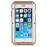 iPhone 8 Plus Case,iPhone 7 Plus Case,Gorilla Glass Metal Extreme Shockproof Heavy Duty Cover Shell Case Full Body Protection for Apple iPhone 8 Plus/7 Plus (Gold)