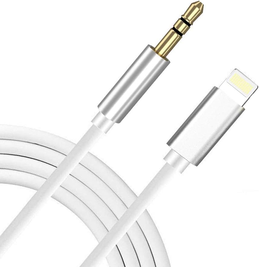 3.5mm Aux Aduio Cable for Car, KOOPAO Aux Adapter Jack Male Compatible with iPhone X XR XS Max 11Pro 6 7 8 8Plus for Car Stereo Headphone Speaker 3.28Ft (White)