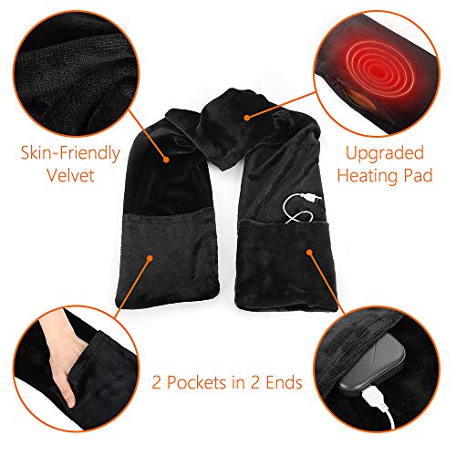 Heated Scarf USB Heat Shawl Electric Warm Neck Wrap with Powerbank and