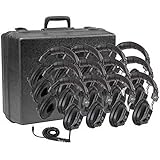 Califone 3068-12 Switchable Stereo/Mono Headphone (12-Pack) with Foam-lined Storage Case, Padded headband comfortable enough for extended wear, Fully adjustable to fit all sizes, Mono/Stereo switch for language and computer applications