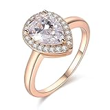 Dnswez Teardrop Pear Cut Cubic Zirconia CZ Promise Wedding Band Engagement Ring Champagne Gold