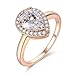 Dnswez Teardrop Pear Cut Cubic Zirconia CZ Wedding Engagement Band Ring Champagne Gold