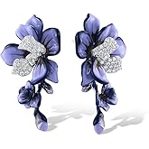 Santuzza Enamel Gemston Flower 925 Sterling Silvere Earrings
