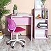 GreenForest Kids Desk with 3 Tier Storage Shelf Wood Computer Laptop Desk Set for Girls Study Desk Set Pink