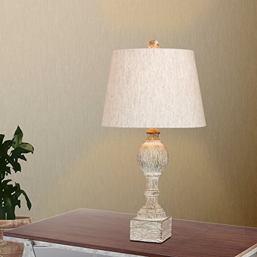 Cory Martin W-6239CAW-2PK Fangio Lighting's #6239CAW-2PK Pair of 26.5 in. Distressed, Sculpted Column Resin Table Lamps…