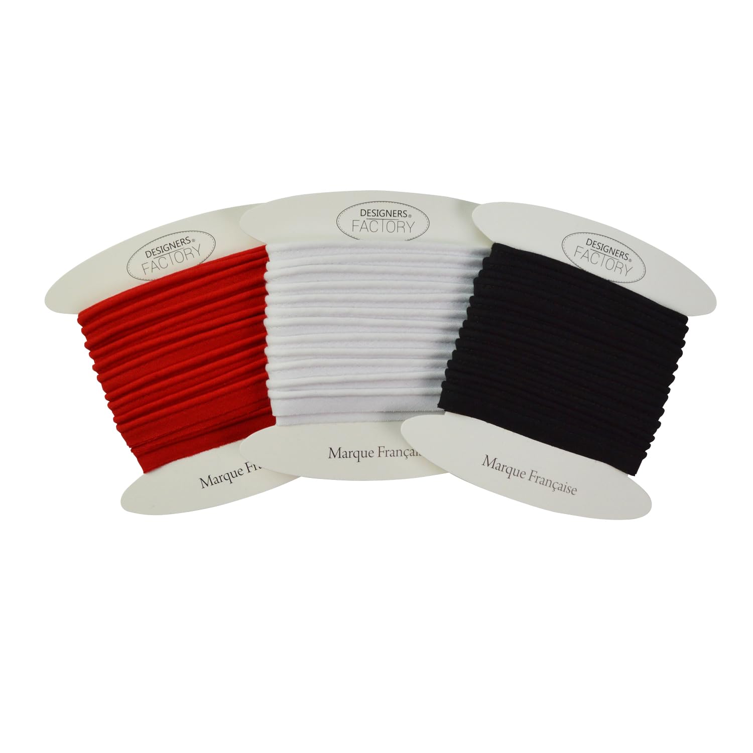 designers-factory Lot of cotton piping - Colors: red, white and black - Oeko Tex certified, easy to sew and ideal for enhancing your creations (Lot of 3 piping (5 meters each), Set E) — image 1