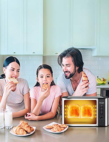 HoLife 4 Slice Long Slot Toaster Best Rated Prime, Stainless Steel Bread Toasters with Warming Rack, 6 Bread Shade Settings, Defrost/Reheat/Cancel Function, Extra Wide Slots, Removable Crumb Tray