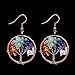 Tree of Life Pendant Vintage Retro Dangle Earrings Chakra Gemstone Jewelry Mothers Day Gift
