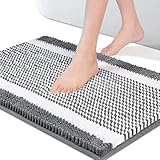 Grey Bathroom Rug, Non-Slip Bath Mat Soft Cozy