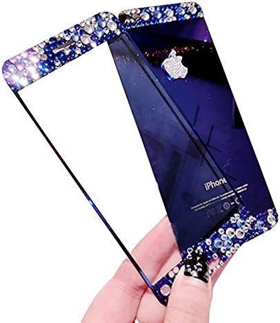 Blue Fuzzy Green Limited Mirror Effect with Sparkle Diamond Tempered Glass Screen Protector Film Decal Skin Sticker Front &amp; Back for Apple iPhone 6 6S 4.7 Inch