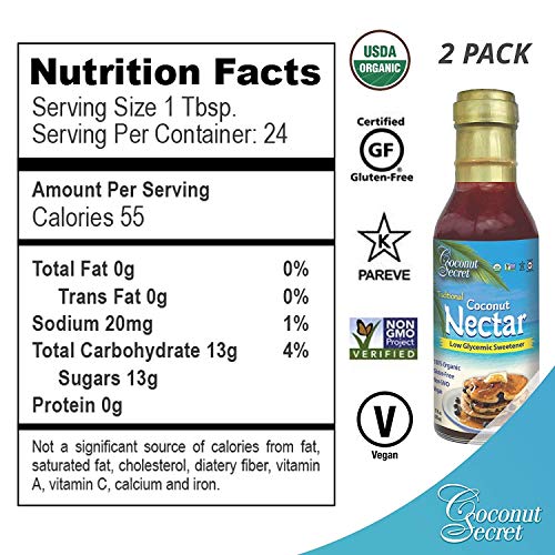 Coconut Secret Coconut Nectar (2 Pack) 12 fl oz Natural, LowGlycemic Liquid Sweetener