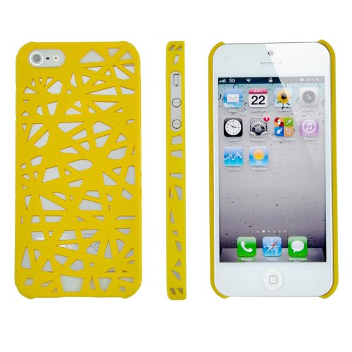 niceeshop(TM) Yellow Birds Nest Rear Hard Case Cover for iPhone 5 5S + Screen Protector