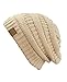 C.C Trendy Warm Chunky Soft Stretch Cable Knit Beanie Skully, New Beige