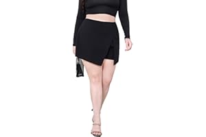 Floerns Women's Plus Size Asymmetrical Skorts High Waisted Skirts Shorts