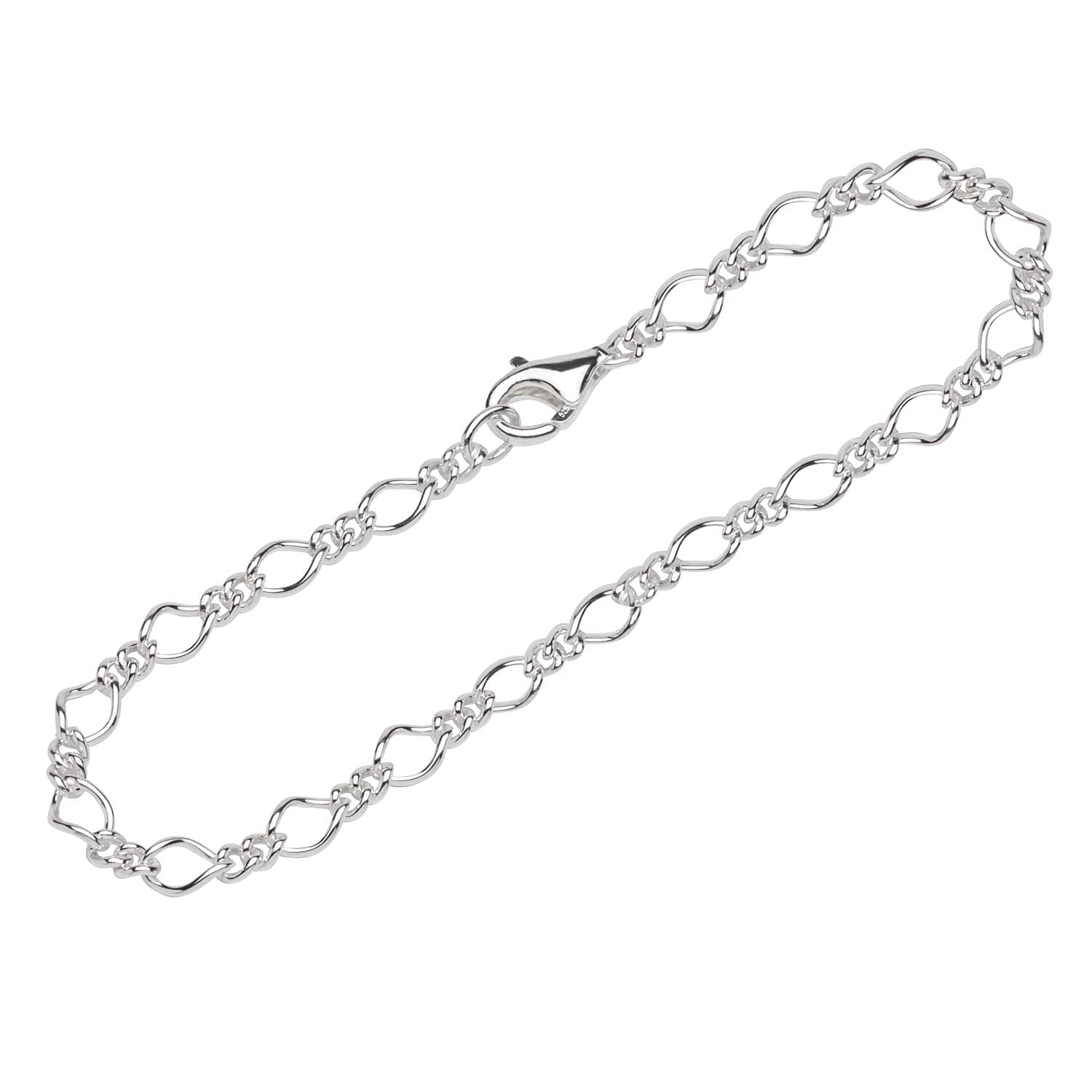 NKlaus bracelet 925 Sterling Silver 19cm Figaro curb chain round ladies bracelet chain fine 12648