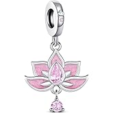 KEQ Flower Charms for Bracelets Necklace S925 Xmas Mother's Day DIY Cherry Blossom Lily Lotus Christmas Gifts for Women Mom Wife