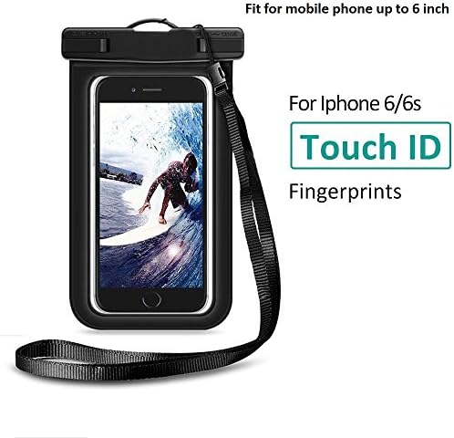 Totola 100% Waterproof cell phone Case with Friendly Touch Screen,Universal Dry Bag Pouch with Super Sealability Tech For iPhone 7, 6 Samsung Galaxy S8 HTC Devices up to 6.0 inch (Black)