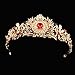 FUMUD Fashion Red/Green Rhinestone Crown Geometric Rhinestone Tiara Fashion Wedding Hairband Hair Accessories Bridal Jewelry