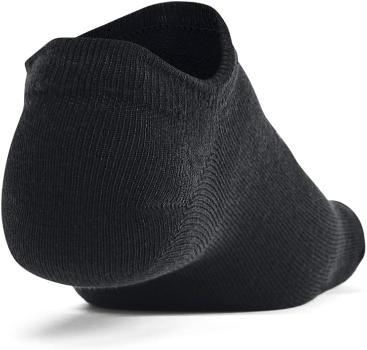 Meias invisíveis UA Essential No Show 6pk, unissex invisíveis, meias respiráveis com tecnologia anti-odor, cor preta/preta/preta/cinzento heather