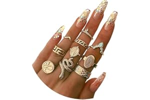 YOOESTORES82 Gold Boho Ring Sets Stackable Knuckle Ring Vintage Snake Finger Rings Set Stacking Joint Midi Trendy Rings Sets for Women