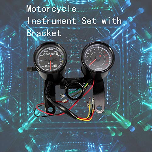 Lamijua Vintage Classic Black LED Motorcycle Meter GN CG refit Double Meter Odometer Tachometer Motorcycle Modified