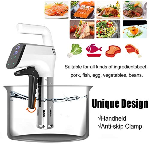 Sous Vide, AUKUYEE Sous Vide Cooker Thermal Immersion Circulator 1100W Ultra-Quiet with Recipe Cookbook White EQQ01