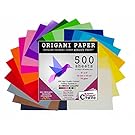 Origami Paper 500 Sheets, Premium Quality for Arts and Crafts, 6-inch Square Sheets, 20 Vivid Colors, Same Color on Both Sides, 100 Design E-Book Included (See back of the cover for download info)