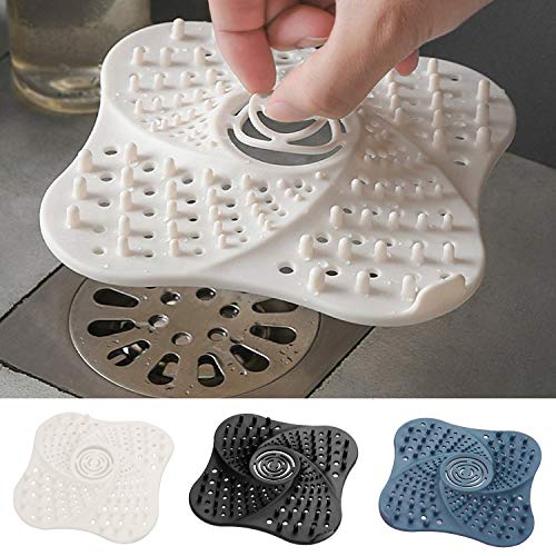 Bathroom Hair Catcher(3 pack)，Spiral Design Drain Hair Catcher，Strong Suction Cups Bathtub Drain Protector，Silicone Sink Drain Protector