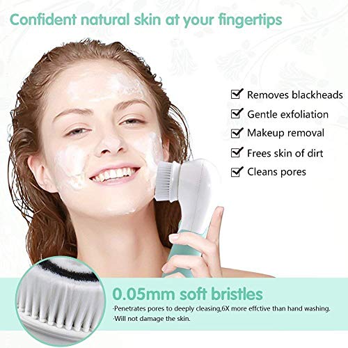 Facial Cleanser Brush, 3 in 1 Electric Rotating Facial Cleansing Brush USB Rechargeable Sonic Face Cleaners Scrubber SPA Skin Care Tool Beauty Instrument - Thumbnail 4