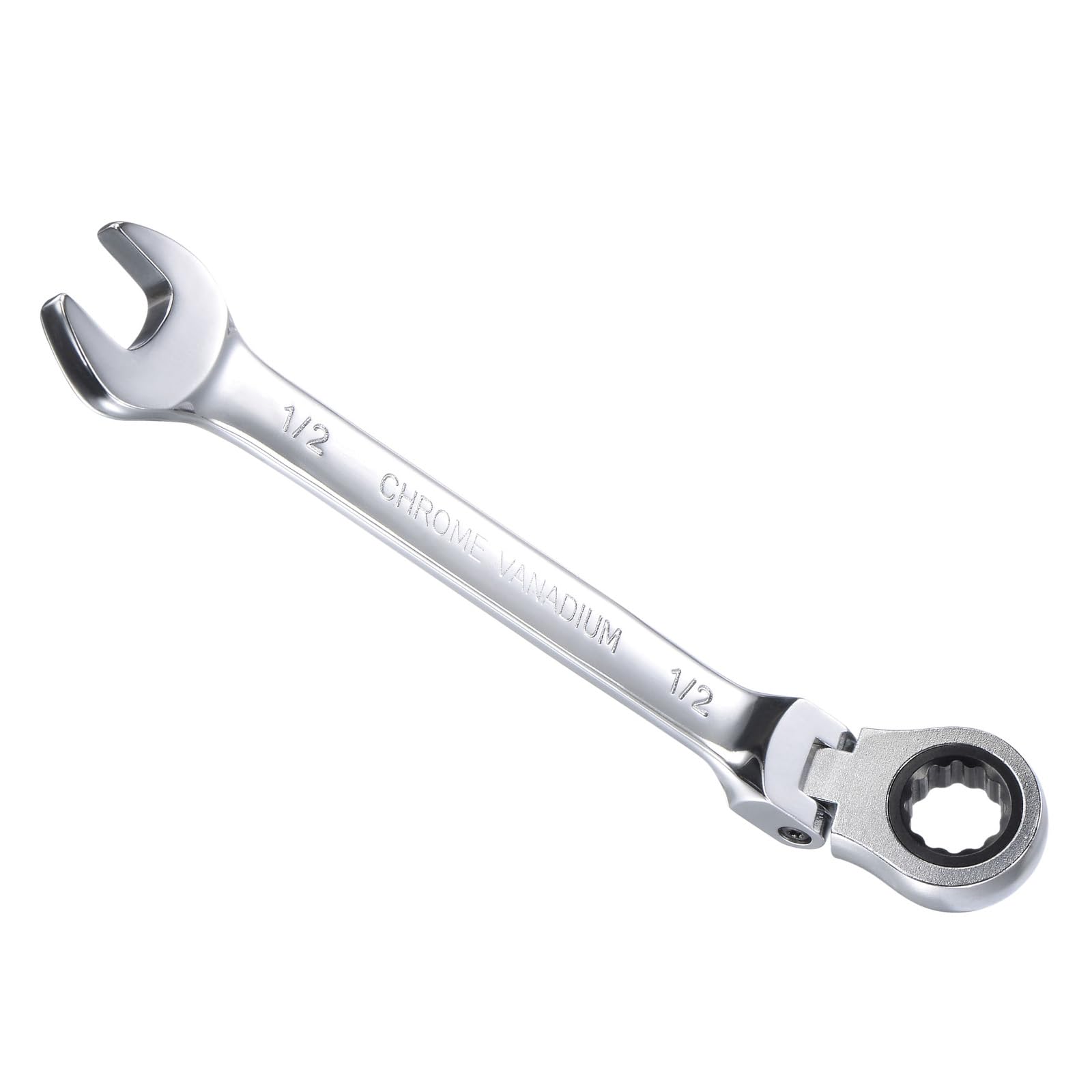 CoCud Flex-Head Ratcheting Wrench, 1/2" Head SAE 72-Teeth, Cr-V Combination Wrench Spanner - (Applications: for Repairing Home Tasks)
