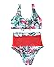 Argonv Sexy Women Two Pieces Lace up Bandage Bikini Swimsuit Set High Waisted Bathing Suit (C, x-Large)