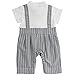 FEESHOW Baby Boys' Cotton Formal Gentleman Romper Vest with Bow-tie Outfit Set Gray 9-12 Months