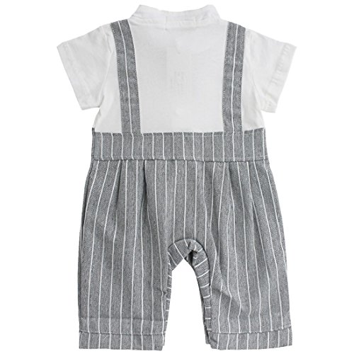 FEESHOW Baby Boys' Cotton Gentleman Romper Vest with Bowtie Outfit Set Gray 3-6 Months