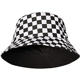 Bucket Hat Cotton Double-Side-Wear Reversible Sun Hat for Women Men, Summer Vacation Travel Beach Packable Fisherman Hat