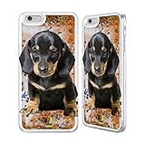 Head Case Designs Sitting Dachshund Puppy Popular Dog Breeds Gold Liquid Glitter Case Cover for Apple iPhone 6 Plus / 6s Plus