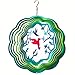 FONMY Wind Spinner Stainless Steel 3D Hanging Garden Decoration for Indoor Outdoor Gradient Blue Color Twins Hummingbird Metal Wind Spinners-12inch