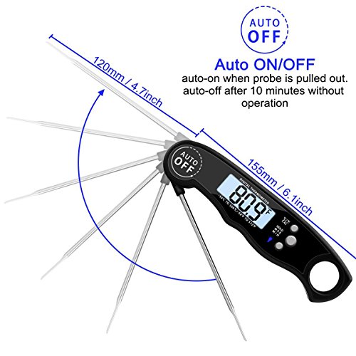 Digital Meat Thermometer, Waterproof Fast Instant Read Thermometer with Calibration and Backlight functions, Cooking Thermometer for Food, Candy, Milk, Tea, BBQ Grill Smoker (Upgraded)