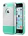 iPhone 5C Case, ULAK Slim Fit Lightweight 2in1 Rugged Flexible TPU Hard Plastic Hybrid Anti Scratches Dual Layer Shock Absorbtion Protective Cover for Apple iPhone 5C (Minimal Mint Stripes)