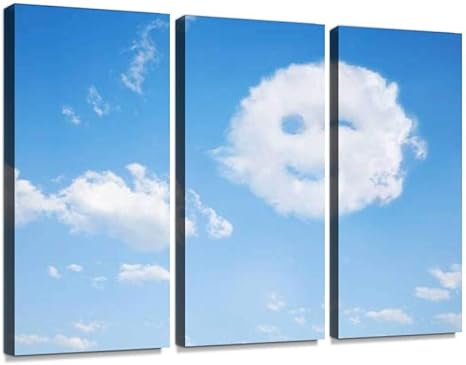 Amazon Co Jp 青空に浮かぶ笑顔の雲 くも 天気 雲 スマイルマーク ウィンク 幻想 想像 笑顔 雲海ポスター パネル 現代壁の絵 壁掛け 部屋飾り 背景絵画 壁アート 完成品 3枚セット すぐ飾る ホーム キッチン