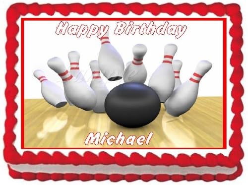 Bowling Edible Frosting Sheet Cake Topper - 1/4 Sheet
