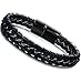 Jstyle Stainless Steel Braided Leather Bracelet for Men Bangle Wrap Magnetic-Clasp B-8