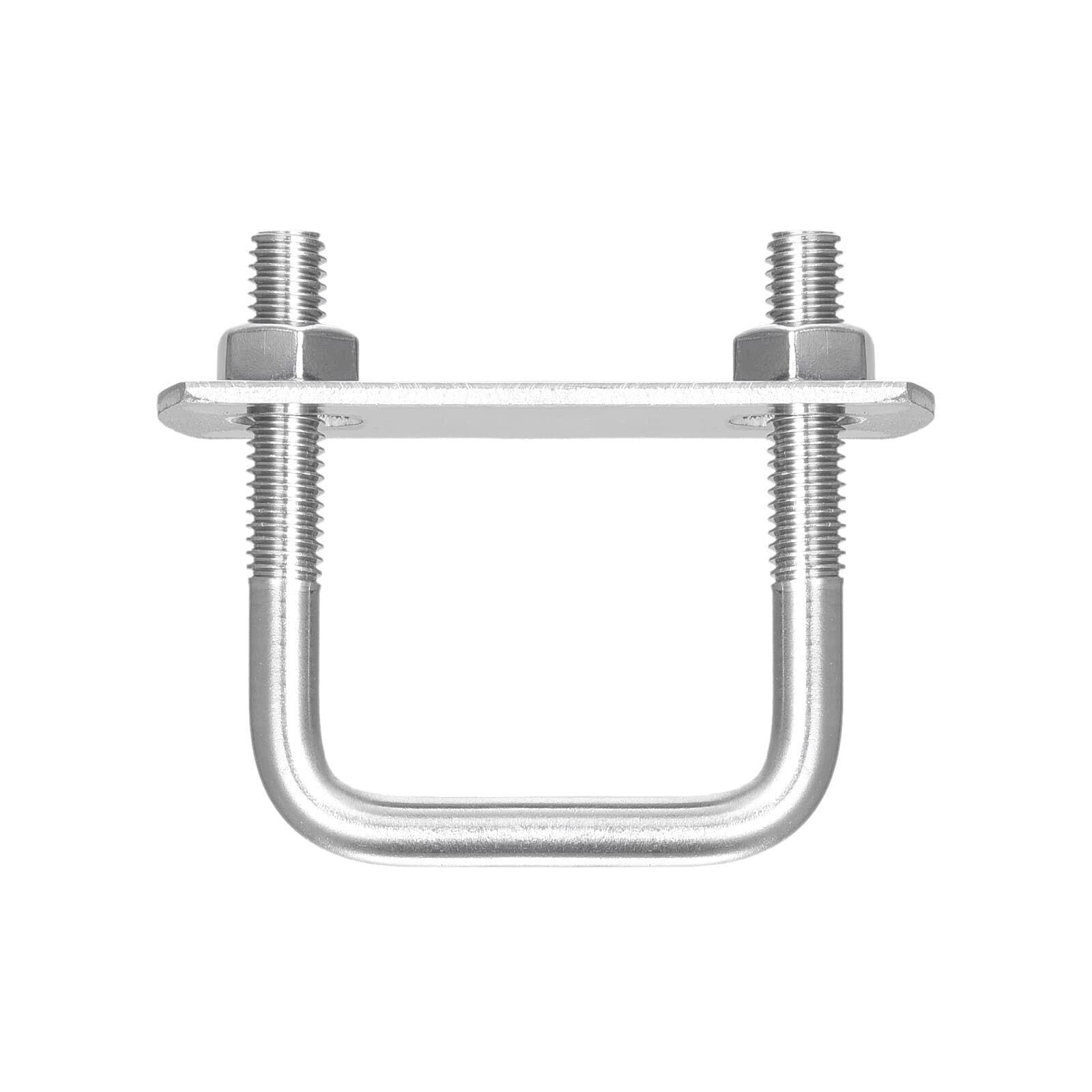 TOP-VIGOR 10 sets M6 Square U-Bolts, 30mm Inner Width 50mm Length 304 Stainless Steel U-Bolts with Nut, Plate for Building Installations Mechanical Parts Connection Cehicles Ships — image 1
