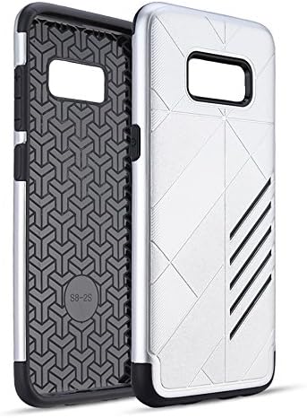 Slim Armor Galaxy S8 Plus Case with Dual Layer (PC hard cover over soft TPU) - 1 Year Warranty delivers 100% satisfaction (Silver over Black color)