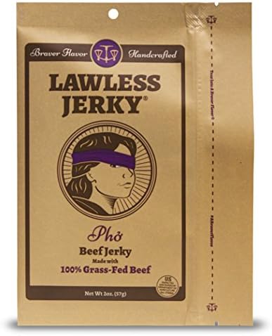 Lawless Jerky Craft Pho Beef Jerky 2 Ounce Pouch, (Pack of 8)
