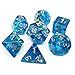 Haxtec DND Dice Set 7PCS Polyhedral Dice for Roleplaying Dice Games as Dungeons and Dragons-Blue Gold Leaf/Foil Polyhedral Dice-Blue Gold Foil
