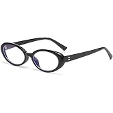 SevenColor Retro Oval Blue Light Glasses for Women Men 90s Vintage Eyewear | Blue Light Glasses,Fashion Design,Lightweight Frame,Trendy Small Fake Eyeglasses,Ideal for Work, Study, and Daily Outfits