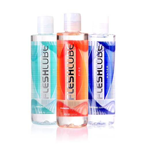 Official Fleshlight | Fleshlube Fire, Water, Ice | Three Large 8 Ounce Bottles Lube