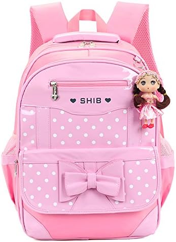 Hyundly Cute Bowknot Teen Girls School Backpacks For Primary School Bookbag And Outdoor Traveling Daypack (Medium, pink)