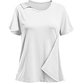 Post Shoulder Surgery Shirts for Women- Short Sleeve-Full Snap-Open Arm Shoulder Recovery Clothing Chemo Clothing